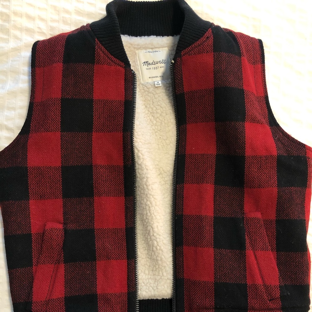 Madewell Buffalo Check Sherpa Lined Vest